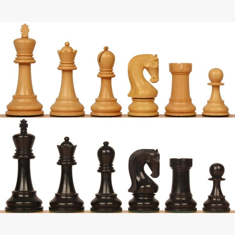 4" Leningrad Series Luxury Staunton Chess Pieces Only Set- Weighted Ebonised Boxwood - Image 6