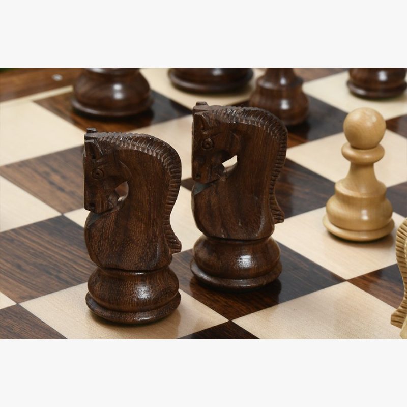 3.9" Russian Zagreb Chess Pieces Only set ? Weighted Golden Rosewood & Boxwood - Image 5