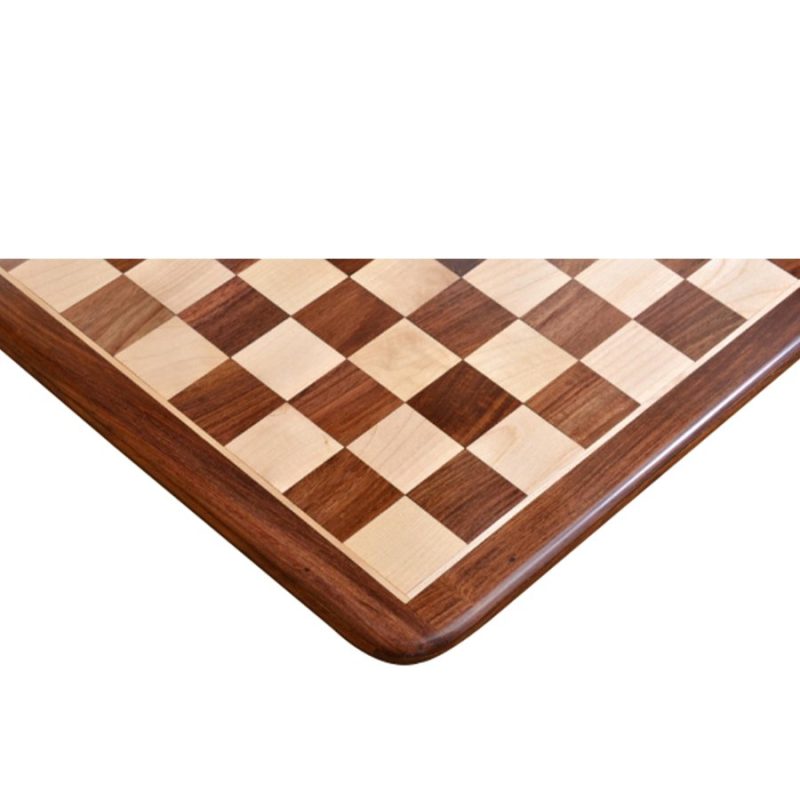 17" Round Edge Series Hand Carved Chess Board In Maple & Golden Rosewood- 45 mm Square