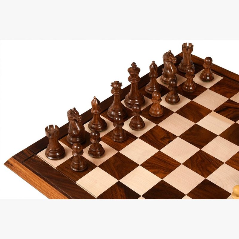 4? Fierce Knight Staunton Chess Pieces Only Set ? Weighted Golden Rosewood & Boxwood - Image 7