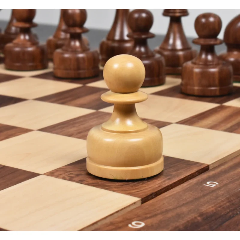 1960s Soviet Championship Tal Chess Pieces ? Boxwood & Golden Rosewood - Image 7