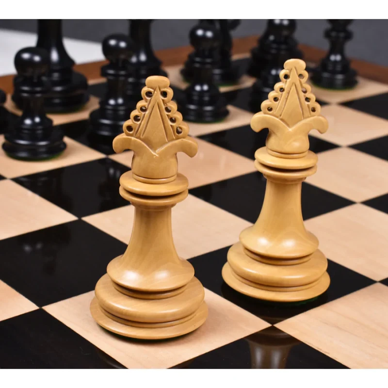 4.6" Hurricane Luxury Staunton Chess Pieces Only set -Triple Weighted Ebony Wood - Image 7