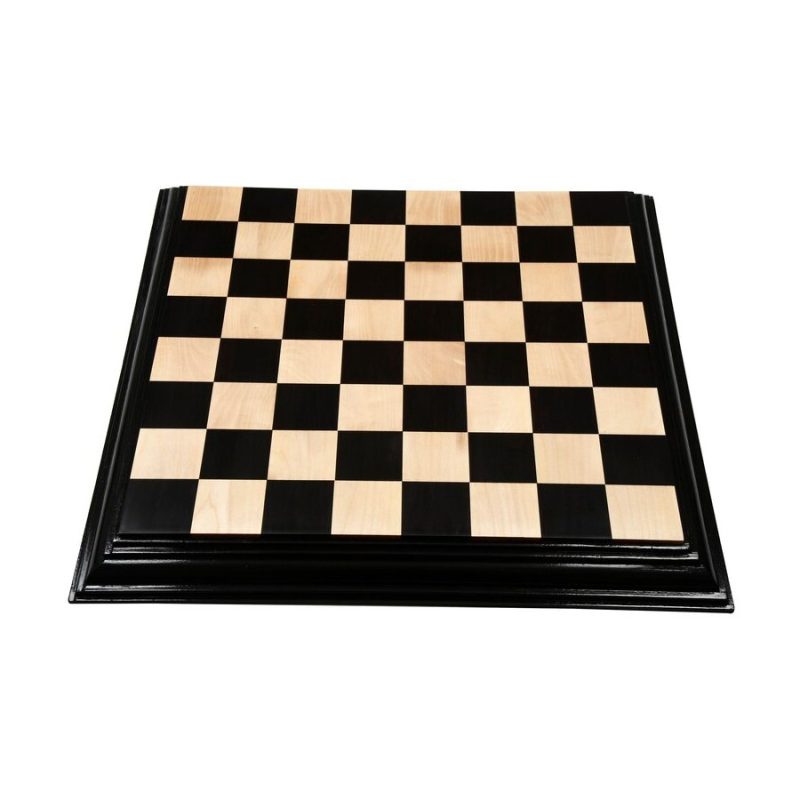 21 Ebony & Maple Wood Solid Luxury Handmade Chessboard with Carved Border- 57 mm Square - Image 3