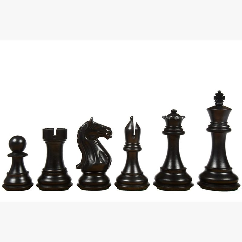 4? Fierce Knight Staunton Chess Pieces Only Set ? Ebonised Boxwood & Boxwood - Image 3