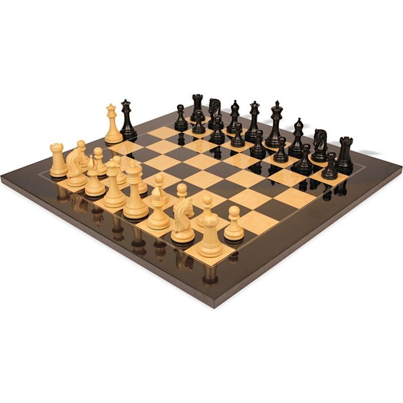 4.4" Imperial Series Reproduced Staunton Chess Pieces Set Only- Weighted Ebony & Boxwood Pieces - Image 7