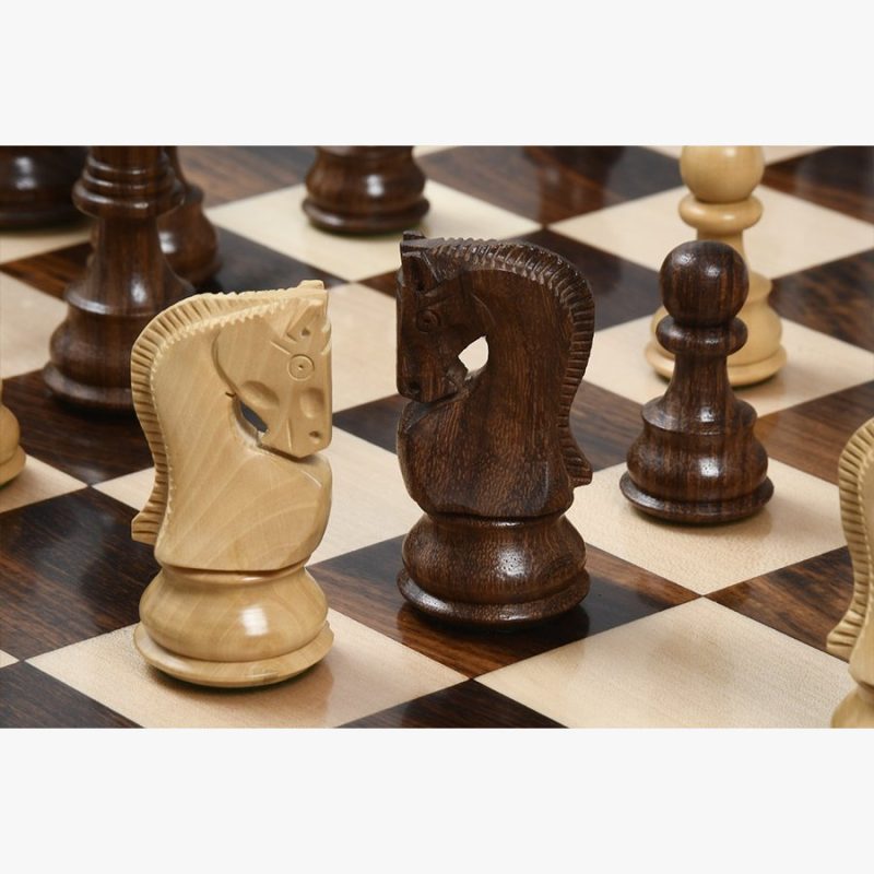 3.9" Russian Zagreb Chess Pieces Only set ? Weighted Golden Rosewood & Boxwood - Image 6