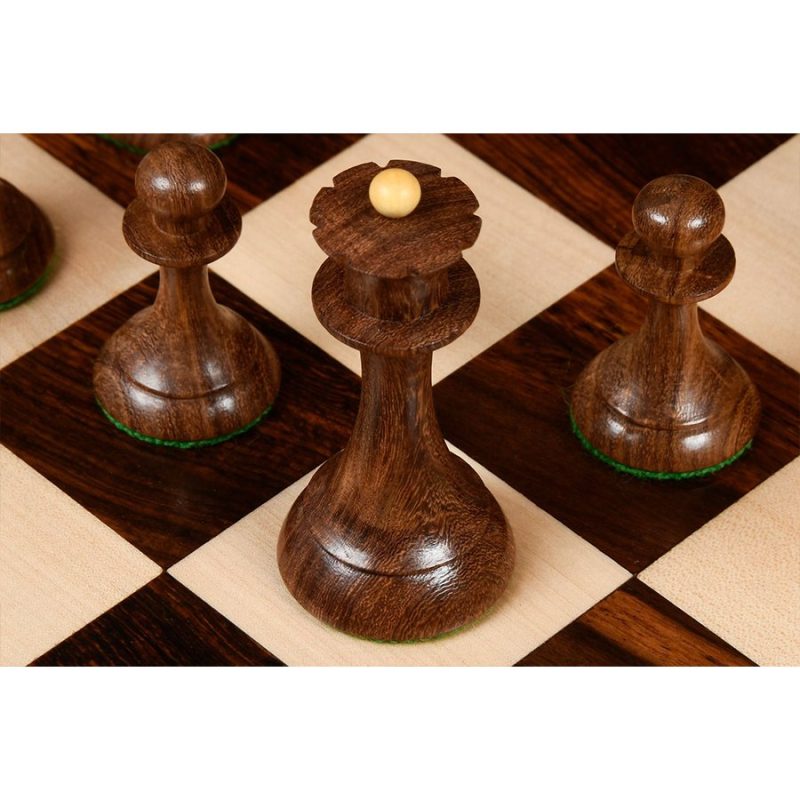 1950s Soviet Latvian Reproduced Chess Pieces Only Set- Weighted Golden Rosewood & Boxwood - Image 10