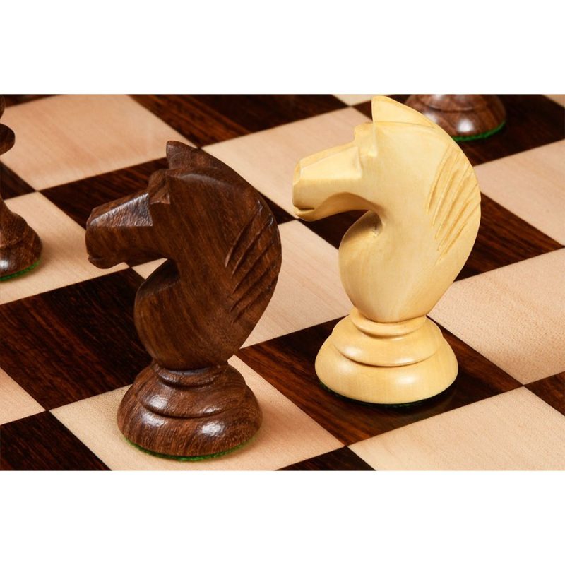 1950s Soviet Latvian Reproduced Chess Pieces Only Set- Weighted Golden Rosewood & Boxwood - Image 6