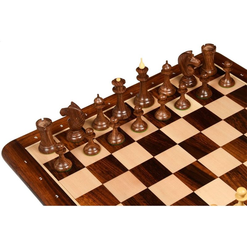 1950s Soviet Latvian Reproduced Chess Pieces Only Set- Weighted Golden Rosewood & Boxwood - Image 8