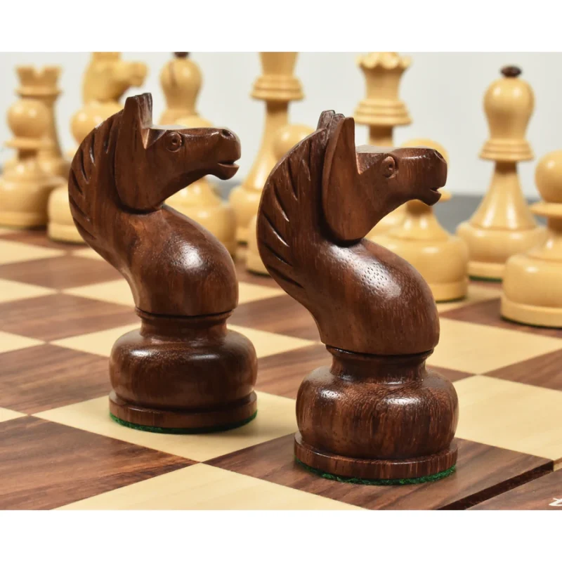 1960s Soviet Championship Tal Chess Pieces ? Boxwood & Golden Rosewood - Image 8