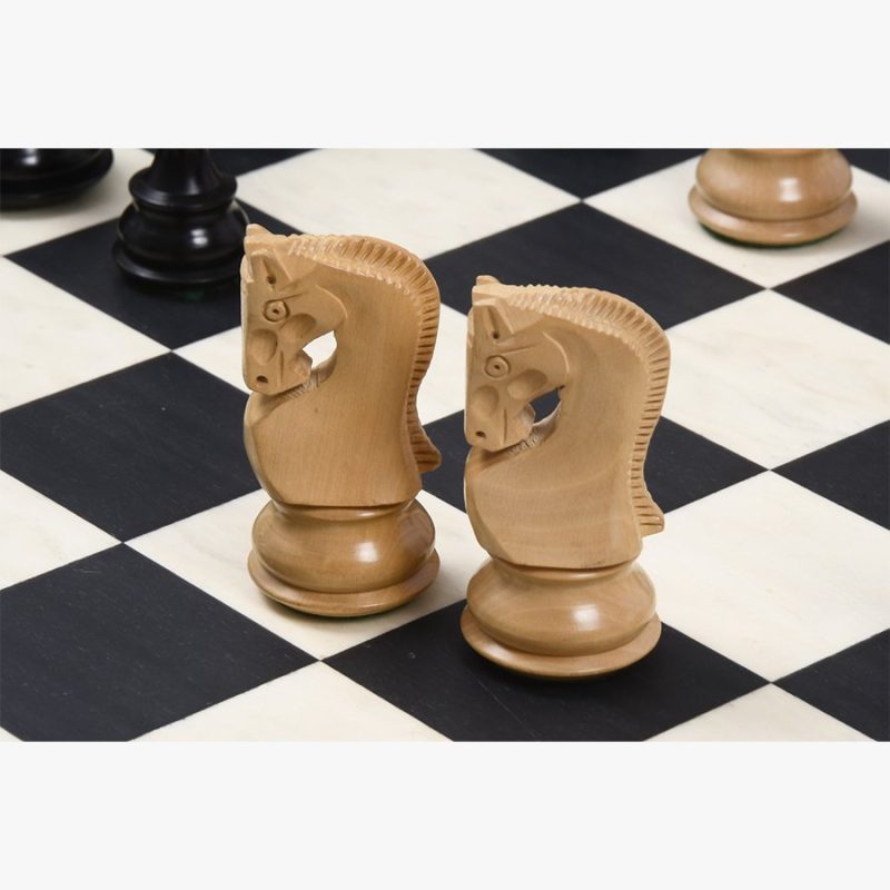 3.9" Russian Zagreb Chess Pieces Only set ? Weighted Ebonised Boxwood & Boxwood - Image 9