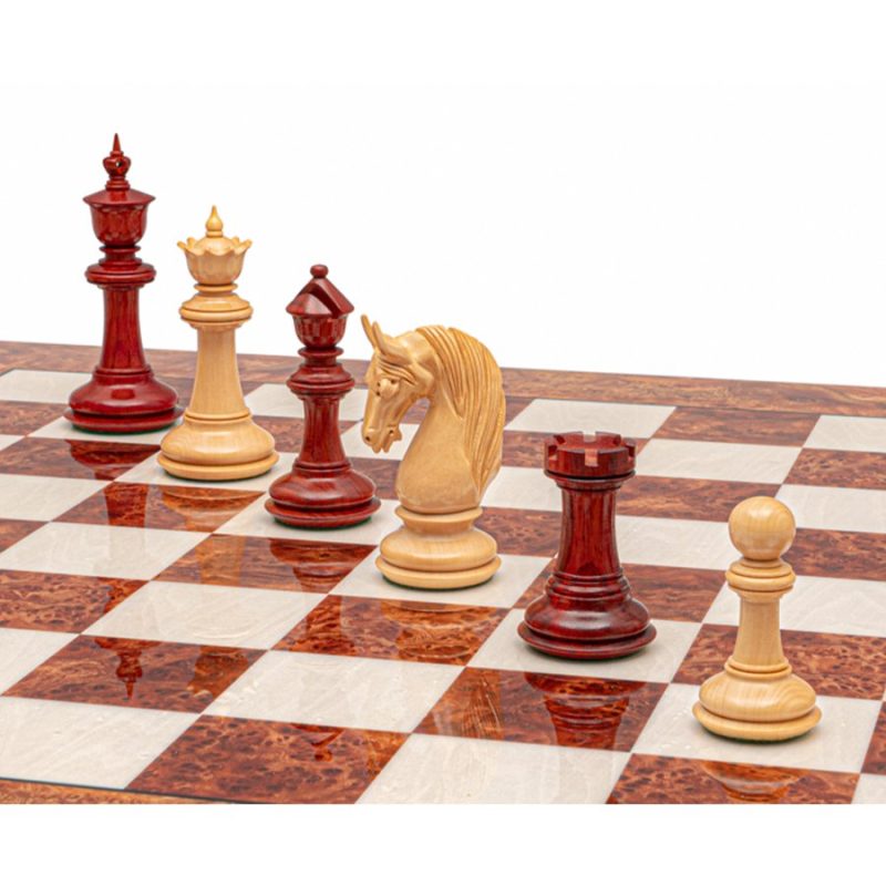 4.5" Bath Luxury Staunton Chess Pieces Only Set - Triple Weighted Bud Rosewood - Image 4