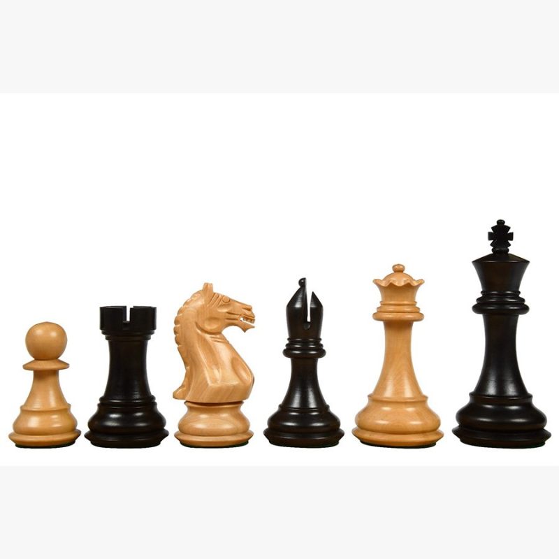 4? Fierce Knight Staunton Chess Pieces Only Set ? Ebonised Boxwood & Boxwood