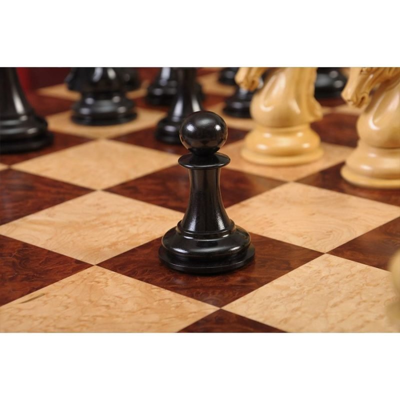 4.4" Imperial Series Reproduced Staunton Chess Pieces Set Only- Weighted Ebony & Boxwood Pieces - Image 8