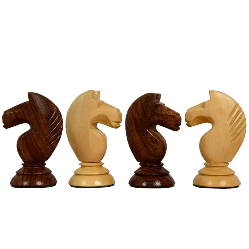 1950s Soviet Latvian Reproduced Chess Pieces Only Set- Weighted Golden Rosewood & Boxwood - Image 5