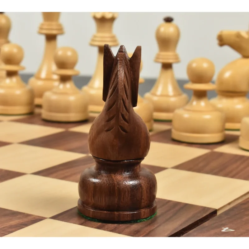 1960s Soviet Championship Tal Chess Pieces ? Boxwood & Golden Rosewood - Image 9