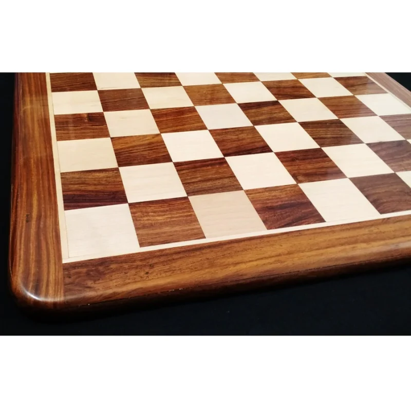 Round Edge Series Chess Board In Maple & Golden Rosewood- 50 mm Square - Image 3