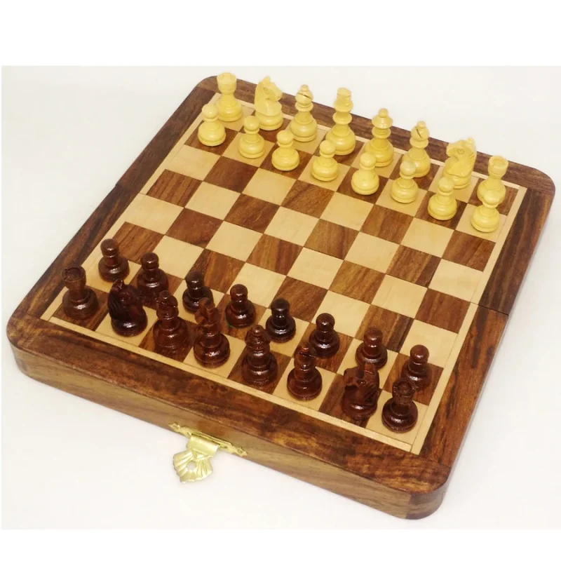 7"  Magnetic Folding Chess Set - Foam Slotting For Chess Pieces - Image 4