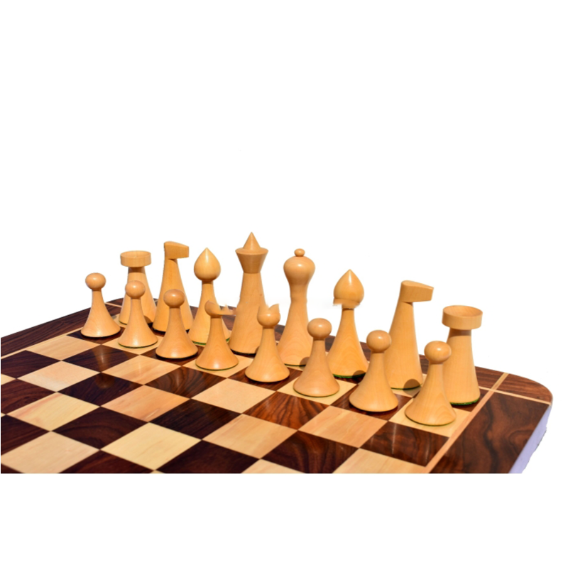 Hermann Ohme Combo Chess Set- Golden Rosewood Pieces With Chess Board - Image 2