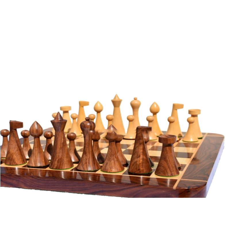 Hermann Ohme Combo Chess Set- Golden Rosewood Pieces With Chess Board - Image 5